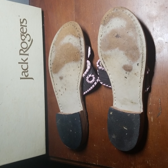 Jack Rogers "Jacks" handmade sandals. 6.5 Narrow chocolate/pink - Picture 3 of 6